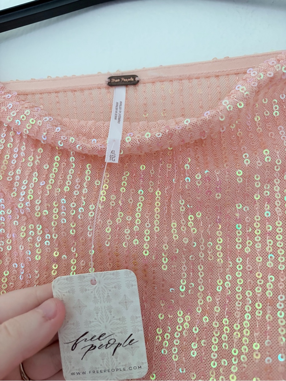 Free People Taylor Sequin Summer Asymmetric Top XL - Picture 3 of 7